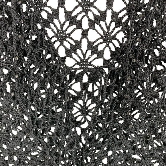 Boho Crochet Mesh Tie Up Top/Cardigan black, shrug or bolero punk, goth sz sm - Picture 7 of 13